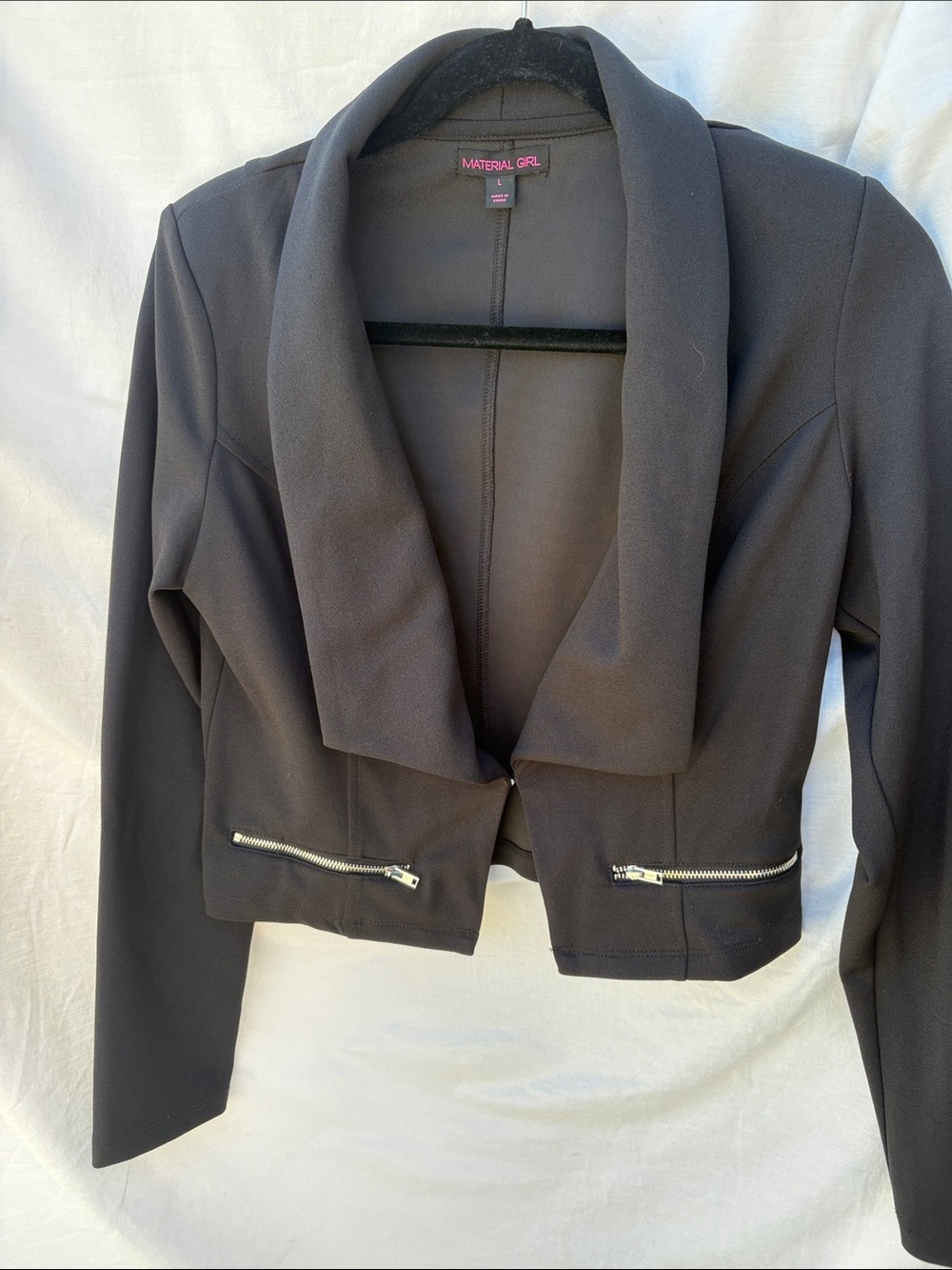 Material Girl Black Cropped Shawl Collar Jacket